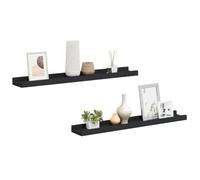 PUGYNBK Repisa Flotante MDF Negro 60x9x3 cm, 2 Unidades | Estante de Pared para Adornos, Marco de Fotos, Montaje Individual o en Fila, Borde Frontal Protector