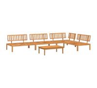PUGYNBK Set de Sofá de Palets de Jardín 5 Piezas, Madera Maciza de Acacia | Madera tropical densa, diseño modular flexible, listones ventilados, compatible cojín 120x80 cm, capacidad 110 kg por asiento