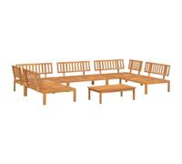 PUGYNBK Set de Sofa de Palets de Jardin 6 Pzas Madera Maciza de Acacia | Madera dura tropical, diseno de rejilla ventilado, modular y movible, superficie facil de limpiar, soporta 110 kg por