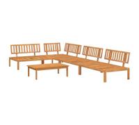 PUGYNBK Set de Sofá Palets Jardín 5 Piezas Madera Maciza Acacia Exterior | Diseño modular, superficie resistente, ventilación eficaz, fácil limpieza, apto jardín y terraza