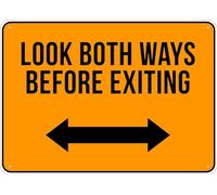 Puhayexi Letrero de metal con texto en inglés "Look Both Ways Before Exiting" de 30.5 x 20.3 cm, aluminio libre de óxido, impresión de tinta UV, duradero/resistente a la intemperie para el hogar