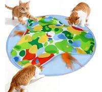 PUHOHUN Juguete Interactivo para Gatos autoempleo de Navidad, silencioso, Pluma interactiva automática, ratón Gatito, Mariposa, Varita de Plumas, esconderse, Buscar Ratones, Juego (Colorido )