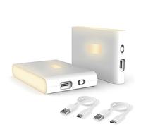 Puhui Luz nocturna LED con detector de movimiento, [2 unidades] recargable USB luz nocturna para niños con 3 modos (automático/ON/OFF), 2700 K, luz blanca cálida, lámpara de noche para dormitorio,