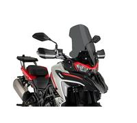 Puig 21754F Cúpula Touring alta y aerodinámica en acrílico CN de 4 mm con perfil redondeado, zona superior plana y deflectores que mejoran protección, Ahumado Oscuro