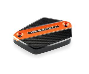 Puig 21923T Tapa depósito liquido de freno y embrague mecanizada en aluminio anodizado con diseño Hi-Tech para protección y estética, Naranja