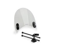 Puig 21931W Carenabrises para motos custom en metacrilato de 4 mm con diseño aerodinámico envolvente, alta protección frontal y fijación estable de cuatro puntos, Transparente