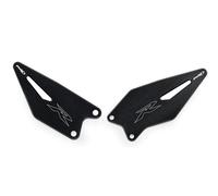 Puig 22008N Placas de talón piezas en aluminio mecanizado anodizado para protección del piloto y mejora estética, Negro