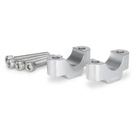 Puig 22037P Torretas elevadoras de manillar mecanizadas en aluminio anodizado con diseño Hi-Tech para mejorar ergonomía y control de conducción, Plata