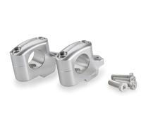 Puig 22141P Torretas Pullback fabricadas en aluminio mecanizado con anodizado para elevar 25 mm y acercar 16 mm el manillar, mejorando la ergonomía y comodidad en la conducción, Plata