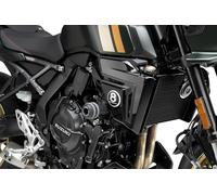 Puig 22686N Protectores de motor Vintage 2.0 de diseño cilíndrico en poliamida de alta resistencia, con opción de aros de goma para mayor protección y personalización, Negro