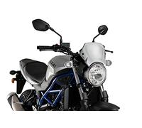 Puig 3592P Placa Frontal ALU ligero con función paravientos y portanúmeros para estilo deportivo y protección, Plata