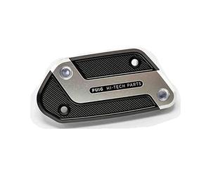Puig 9282P Tapa depósito liquido de freno y embrague mecanizada en aluminio anodizado con diseño Hi-Tech para protección y estética, Plata