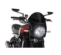 Puig 9596F Semicarenado Retro para Moto Que Mejora la protección Frontal y aporta una estética clásica con diseño aerodinámico Funcional, Ahumado Oscuro