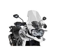 Puig 9613N Cúpula Touring alta y aerodinámica en acrílico CN de 4 mm con perfil redondeado, zona superior plana y deflectores que mejoran protección, Negro