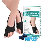 Puikos Juego de separadores de dedos Hallux Valgus, 1 par de calcetines correctores de juanetes Hallux Valgus, 1 pieza de correa para el dedo gordo del pie y 2 piezas de separadores de dedos, Negro, L