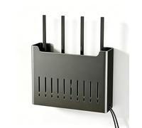 PUIOTEAI Caja Router Pared, Router Rack 30 * 22 * 6.5cm, Caja de Almacenamiento para Enrutador WiFi con Soporte de Pared para Ocultar Tanto el Equipo como los Cables(Gunmetal Gray)