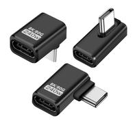 Puiseno Adaptador USB-C, compatible con Thunderbolt 5, USB 4 Gen 2, 240 W, 80 Gbps, compatible con todos los dispositivos, medio, lateral y vertical en ángulo, paquete de 3 unidades negro