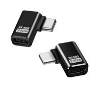 Puiseno Adaptador USB-C de 2 piezas, compatible con Thunderbolt 5, USB 4 Gen 2, 240 W, 80 Gbps, compatible con todos los dispositivos, carga, vídeo, audio sin pérdidas, ángulo lateral, negro