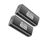 Puiseno Adaptador USB-C hembra a hembra de 2 piezas, compatible con Thunderbolt 5, USB 4 Gen 2, 240 W, 80 Gbps, compatible con todos los dispositivos, carga, vídeo y audio sin pérdidas, negro