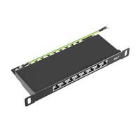 Puiseno Panel de conexión CAT 7 de 8 puertos - Panel de conexión blindado para montaje en pared y escritorio, 8 x conectores RJ45, panel de distribución LS red de alta velocidad, panel de conexión