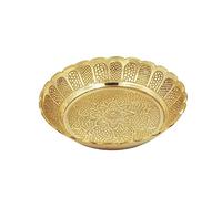 Puja Thali de latón hecho a mano - Plato Nakshi Bhog de 4.41 pulgadas | Plato Prasadam en relieve floral para Pooja Mandir | Esenciales tradicionales Vastu Puja - 90 g