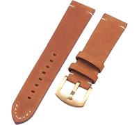 PUJIANA Correa de reloj de metal, correa de repuesto de cuero, correas de reloj, correa de muñeca for hombres y mujeres,(Dark Brown Gold)