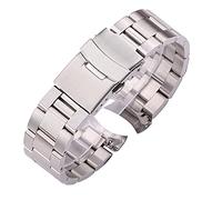 PUJIANA Correa de reloj de metal, pulsera de acero inoxidable for hombre, correa de reloj con extremo curvado cepillado de Metal, accesorios for relojes, pulsera(Black,20mm)