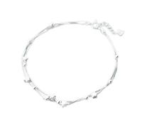 PUJIANA Pulsera De Tobillo Delicada - Tobilleras De Estrella De Cuentas De Doble Capa Dulces De Moda De Plata De Ley 925 for Mujer Joyería De Plata De Ley De Moda