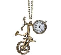 PUJIANA Reloj de Bolsillo Vintage, Reloj de Bolsillo de Cuarzo con Forma de Bicicleta Retro, Reloj de Bolsillo con Colgante de Collar de Rueda de Bronce, Regalos de Moda