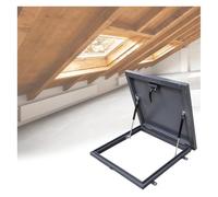 pujindu Escotilla De Acceso Al Ático Y Puerta De Bodega De Acero Inoxidable con Puntales De Soporte De Elevación, Cubierta De Acceso Al Techo Impermeable(LxW-60x60cm/23.6x23.6in)