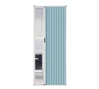 pujindu Puerta Plegable con Ventana, Puerta Plegable Retráctil Sin Perforaciones con Marco De Aluminio para Armarios, Cocinas Y Dormitorios(Azul,90x90cm)