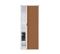 pujindu Puerta Plegable con Ventana, Puerta Plegable Retráctil Sin Perforaciones con Marco De Aluminio para Armarios, Cocinas Y Dormitorios(marrón,120x40cm)