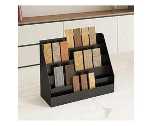 pujindu Tile Sample Display Stand, 4-Tier Countertop Stone Holder For Showrooms, Modern Sample Rack For Marble, Quartz, Granite(Black,66x18x35.5cm)