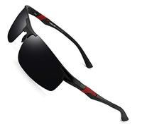 PUKCLAR - Gafas de sol deportivas polarizadas para hombres y mujeres, gafas de sol para conductores, Al-Mg, metal rectangular, montura Cat 3 CE