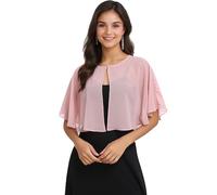Pukguro Capelets para mujer, chales de gasa suave, para noche, bodas, bolero, Rosa (Blush), Talla única