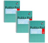 Pukka Pad 507850 - Cuaderno de anillas (tamaño A5, 3 unidades, 80 gsm, 200 páginas), color verde