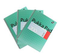 Pukka Pad blanco A4 almohadillas espiral doble 200 página 80 gsm (a rayas, con margen) - Pack de 5