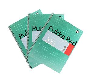 Pukka Pad blanco A4 almohadillas espiral doble 200 página 80 gsm (a rayas, con margen) - Pack de 5