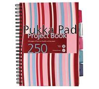Pukka Pad Ref PROBA5 - Cuaderno de espiral doble de tapa dura (3 unidades, A5, 250 hojas microperforadas, 80 g/m², raya de 8 mm, incluye 3 separadores), diseño de rayas, multicolor