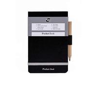 Pukka Pad - Libreta de bolsillo (A7, 200 hojas, raya de 8 mm, 60 g/m², cierre elástico, tapa dura, incluye lápiz), color negro