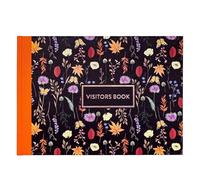 Pukka Pad - Libro de visitas A4 con diseño floral negro, tapa dura, 96 páginas con 768 espacios de entrada y libro de registro de visitantes de papel de 120 g/m², libro de entrada y salida para el
