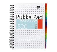 Pukka Pad Libro de vocabulario B5 con capacidad de 520 palabras, incluye 20 separadores alfabetizados reposicionables, aprende sinónimos, antónimos y uso en una oración, 100 g/m²