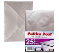 Pukka Pad, Pukka Post - Sobres engomados (100 g/m², 25 unidades, 229 x 162 mm, tamaño C5, color plateado