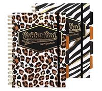 Pukka Pad, Wild B5 - Cuaderno de proyectos de tapa dura - Paquete de 2 cuadernos de espiral con diseño de cebra y leopardo - Incluye 4 separadores reposicionables y cierre elástico