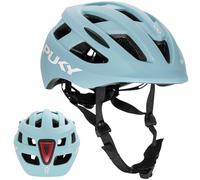 PUKY Casco M Azul | Ideal para Circunferencia de la Cabeza 54 - 58 cm | Ligero y ventilado | Robusto policarbonato y protección de Espuma EPS | Módulo de luz y Visibilidad 360° | Diseño Elegante y