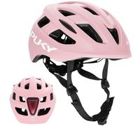 PUKY Casco M Rosa | Ideal para Circunferencia de la Cabeza 54 - 58 cm | Ligero y ventilado | Robusto policarbonato y protección de Espuma EPS | Módulo de luz y Visibilidad 360° | Diseño Elegante y