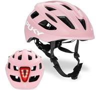 PUKY Casco S Rosa | Casco de Bicicleta Infantil 48-55 cm | Peso Ligero 220 g | Máxima protección y ventilación | Visibilidad 360° Mediante módulo de luz | Ideal para Seguridad y Comodidad en la