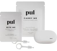 PUL Aligner Care Convenience Kit - Case + 2-in-1 Tool for Invisalign, Retainers, Partial Dentures, Mouth & Night Guards & More - White Case & 2-Pack of Blue Aligner Seating Chewie & Removal Tool