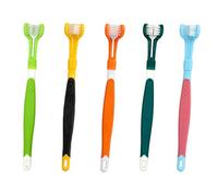 PULABO Cepillo de dientes para mascotas de 3 lados para cachorro, dientes de perro, cepillo de limpieza de PP para el mal aliento tartar dientes de gato cuidado creativo