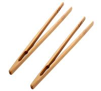 PULABO Pinzas de bambú para tostadora de cocina de bambú natural para alimentos, paquete de pinzas para tostar, pinzas de cocina de 18 cm, 2 piezas